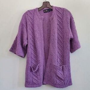 80s vintage light purple cardigan sweater with pockets